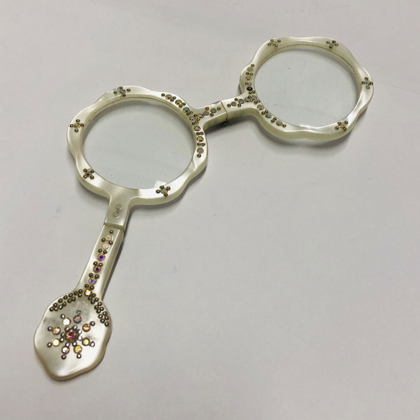 Vintage 1950s Celluloid with rhinestone Folding: Vintage 1950s Celluloid with rhinestone Folding eyeglasses