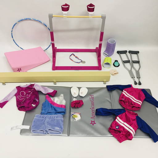 American Girl Doll Gymnastics Set, Outfits And Crutches