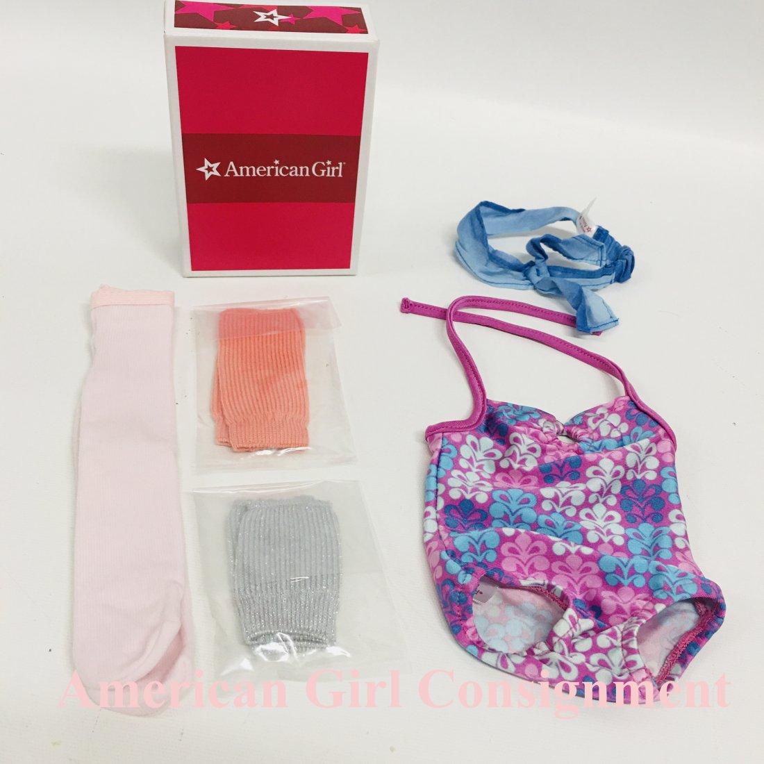 American Girl Doll Isabelle Legwarmer Set and Swimsuit: American Girl Doll Isabelle Legwarmer Set new with box and Kanani Swimsuit and headband
