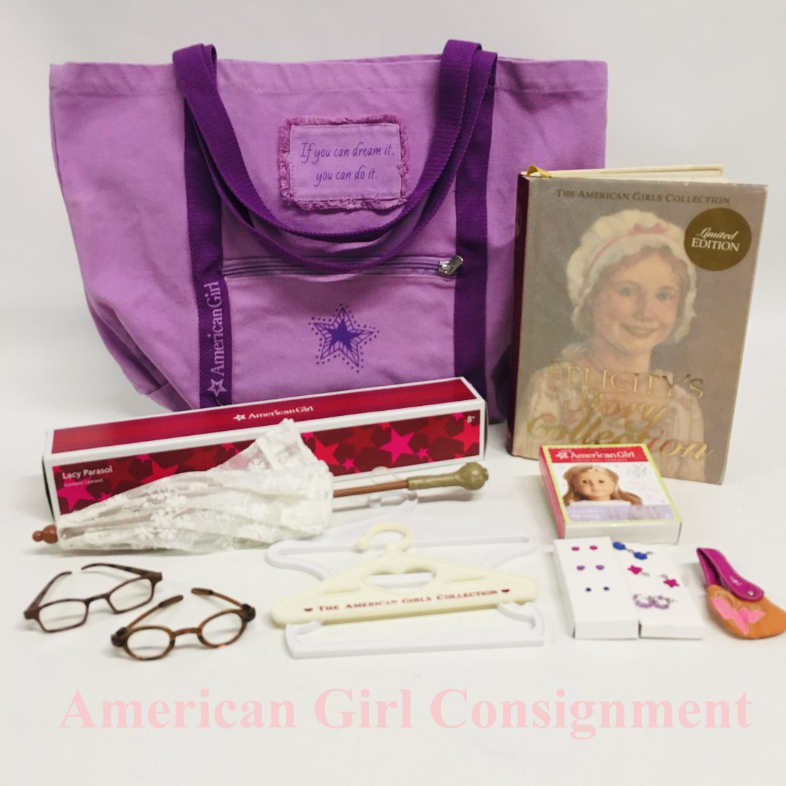 American Girl Doll Felicity Book Parasol and Eyeglasses (1 of 3)
