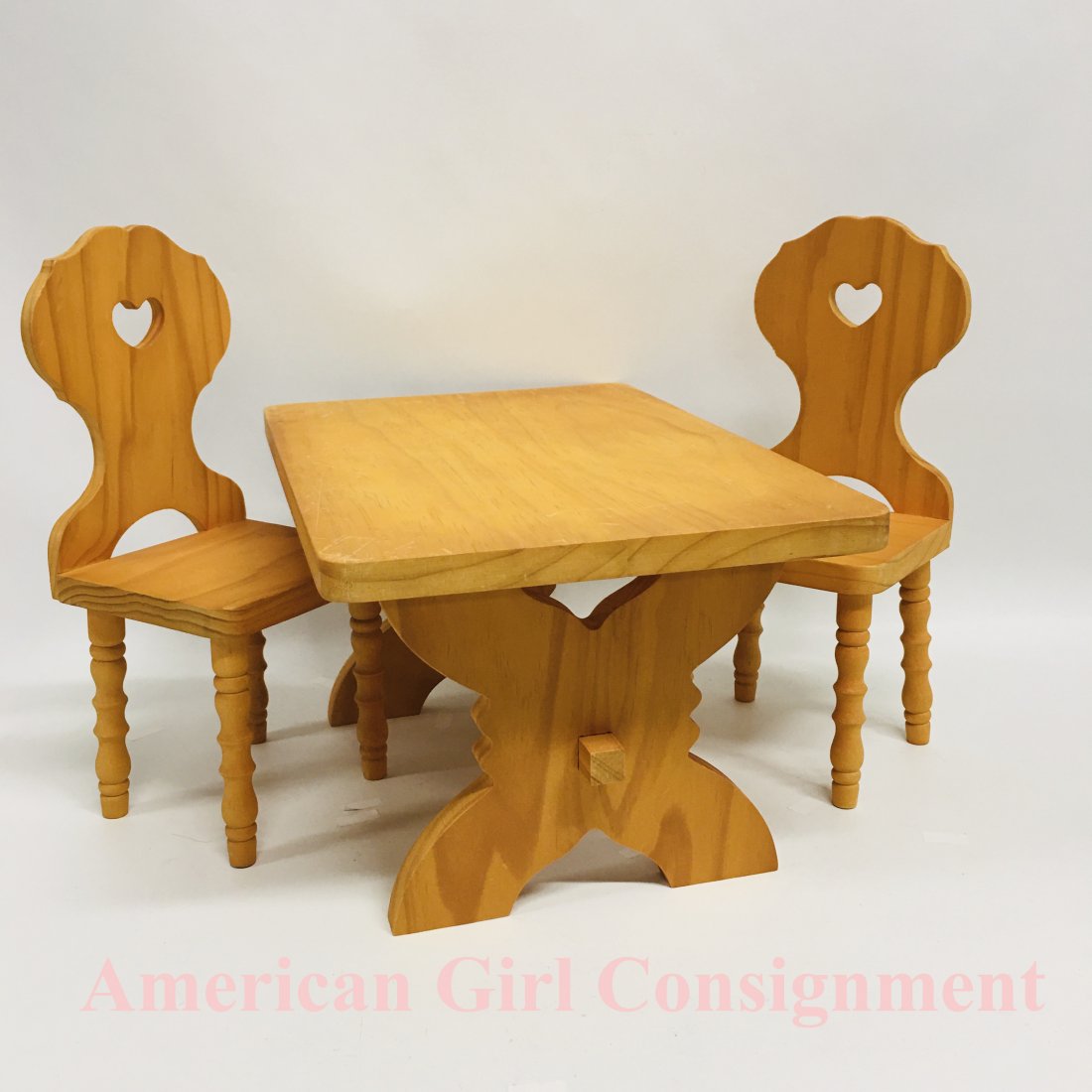 American Girl Doll Kirsten Trestle Table and Chairs: American Girl Doll Kirsten trestle table and two matching chairs