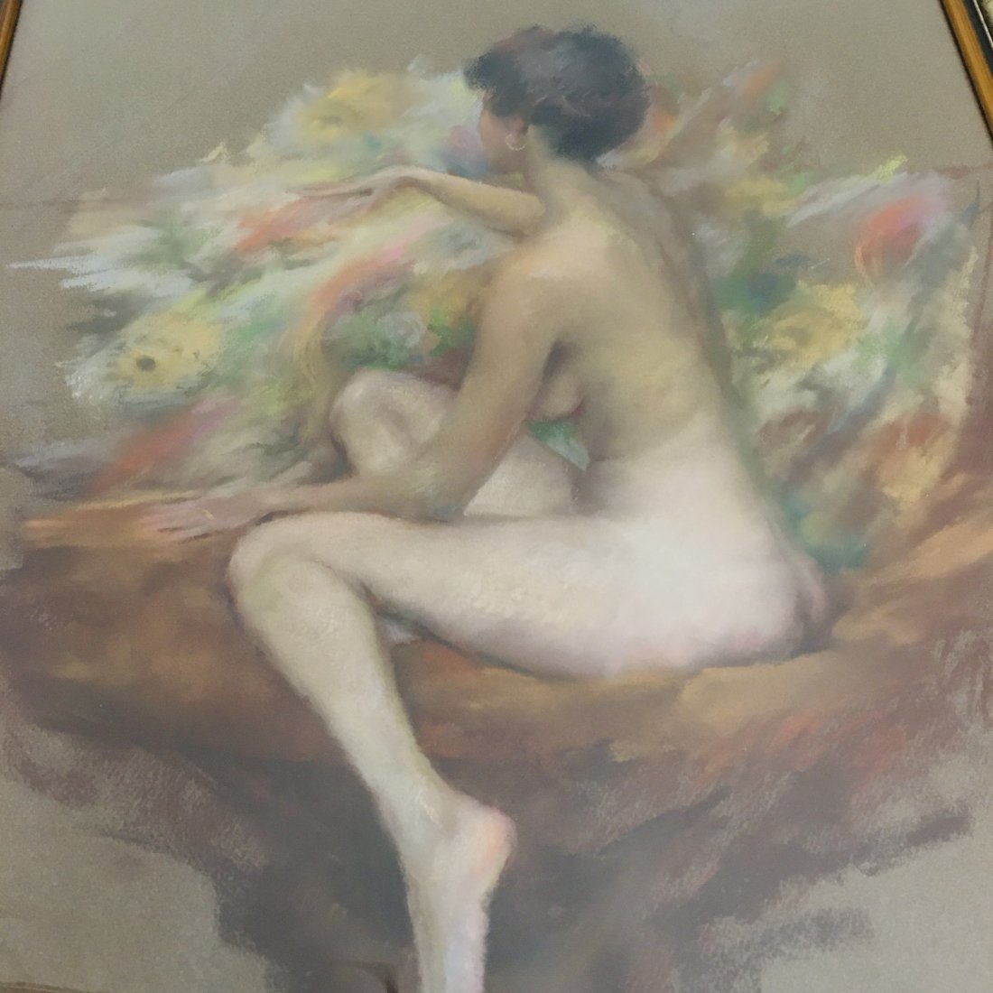 Joan Trimble Smith Framed Pastel titled Nude Tapestry: Joan Trimble Smith Framed Pastel titled Nude Tapestry, overall measurement 20.5x26.5 inches