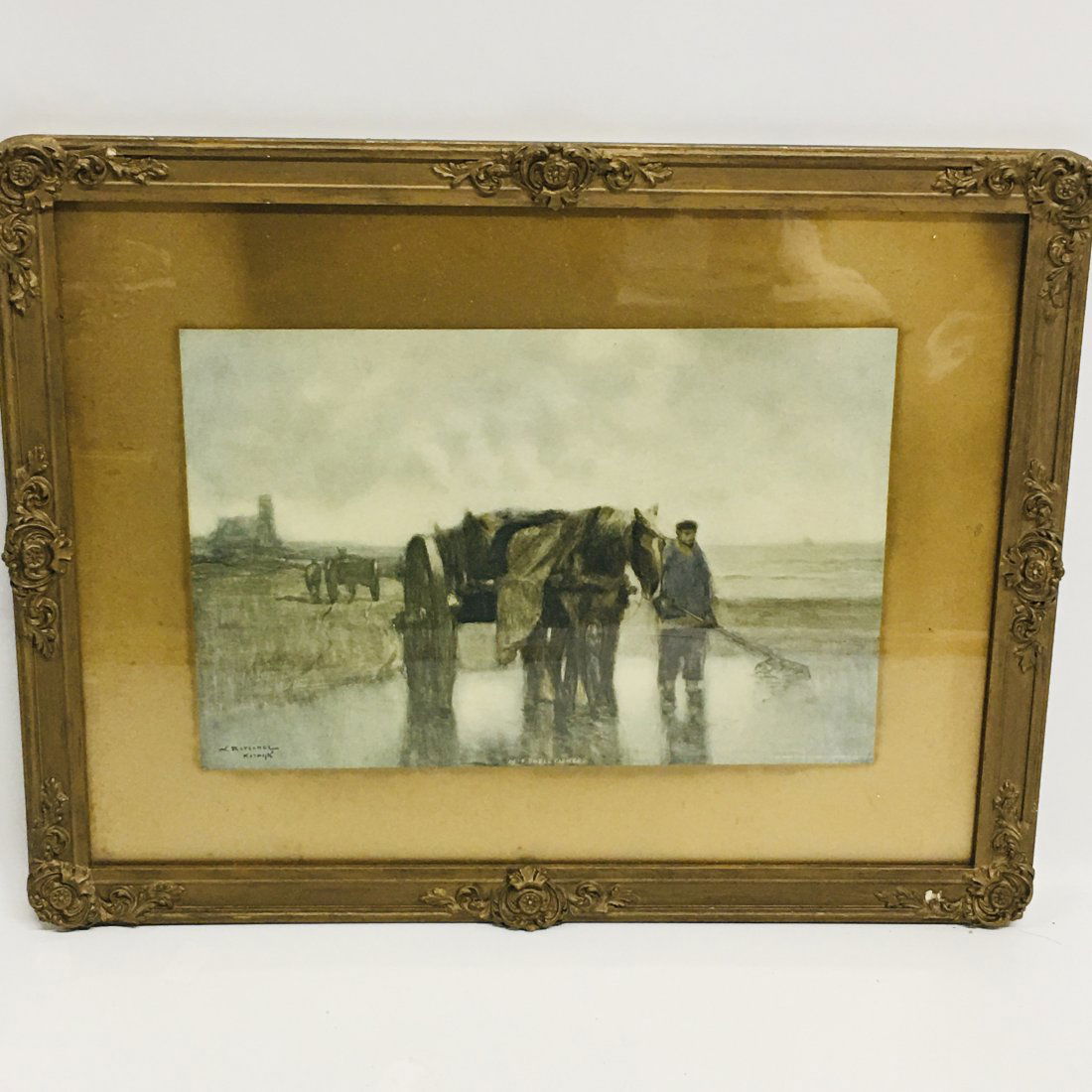 Ritschel (American 1864-1949) Shell Fishers: William Frederick Ritschel (American 1864-1949) Shell Fishers framed print, measures approx. 14 x 17.5 inches