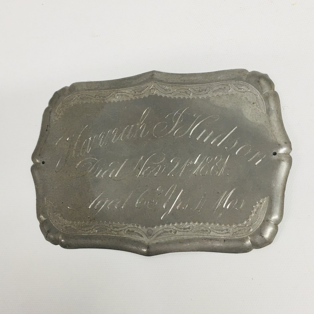 Antique Coffin Plate: Antique Coffin Plate, Hudson