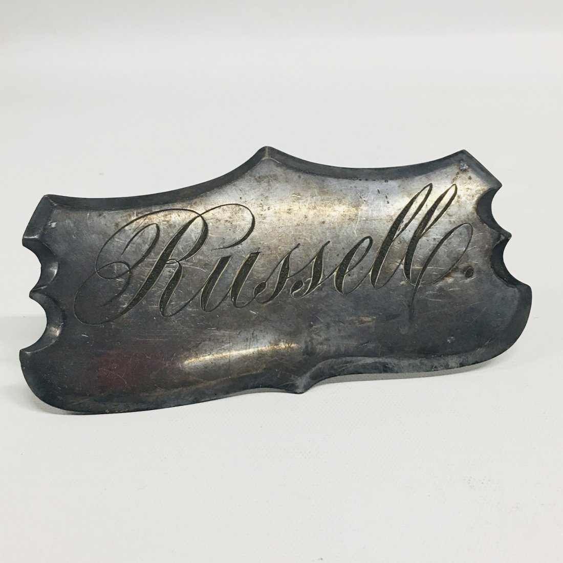 Antique Coffin Plate, Russell: Antique Coffin Plate, Russell
