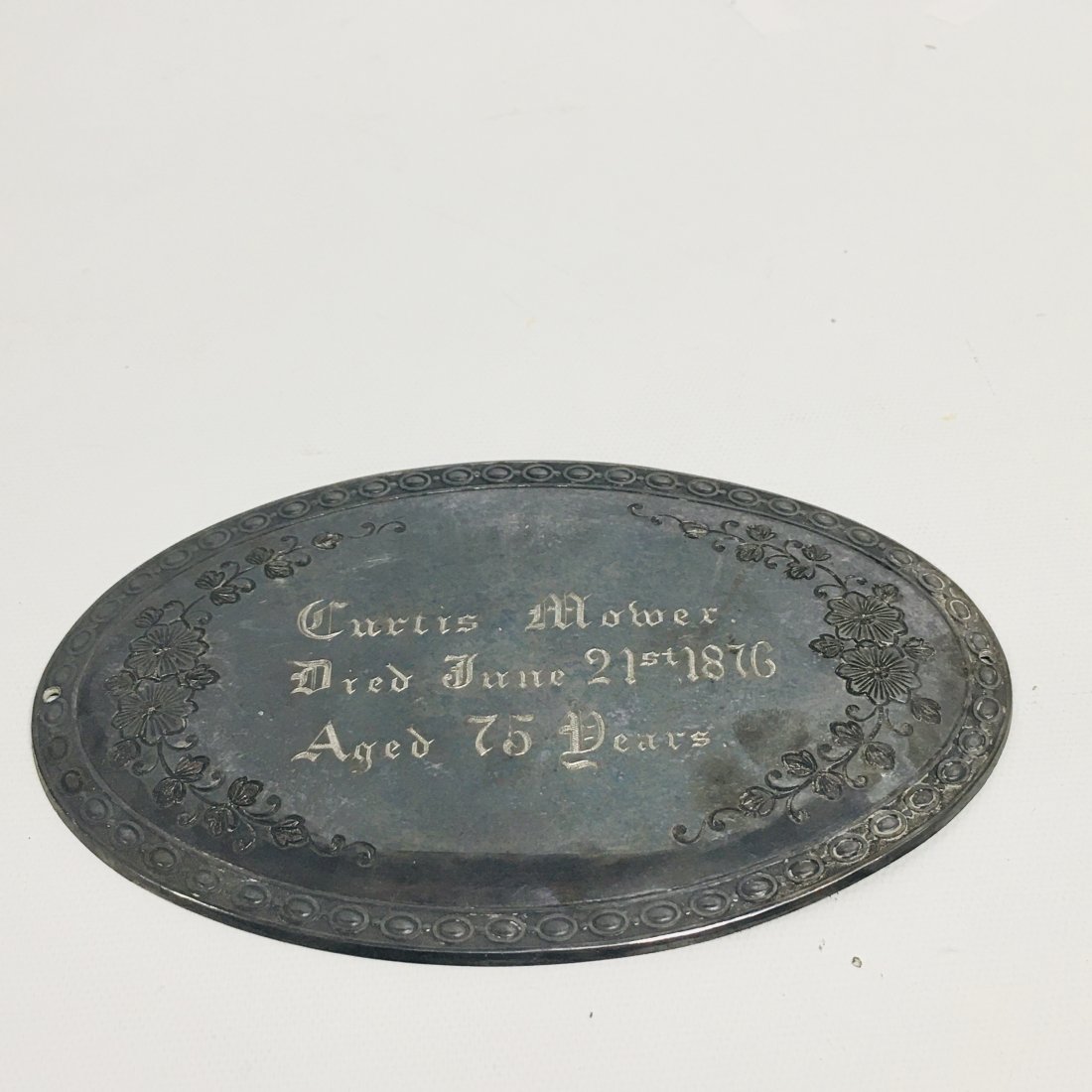 Antique Coffin Plate: Antique Coffin Plate, Mower