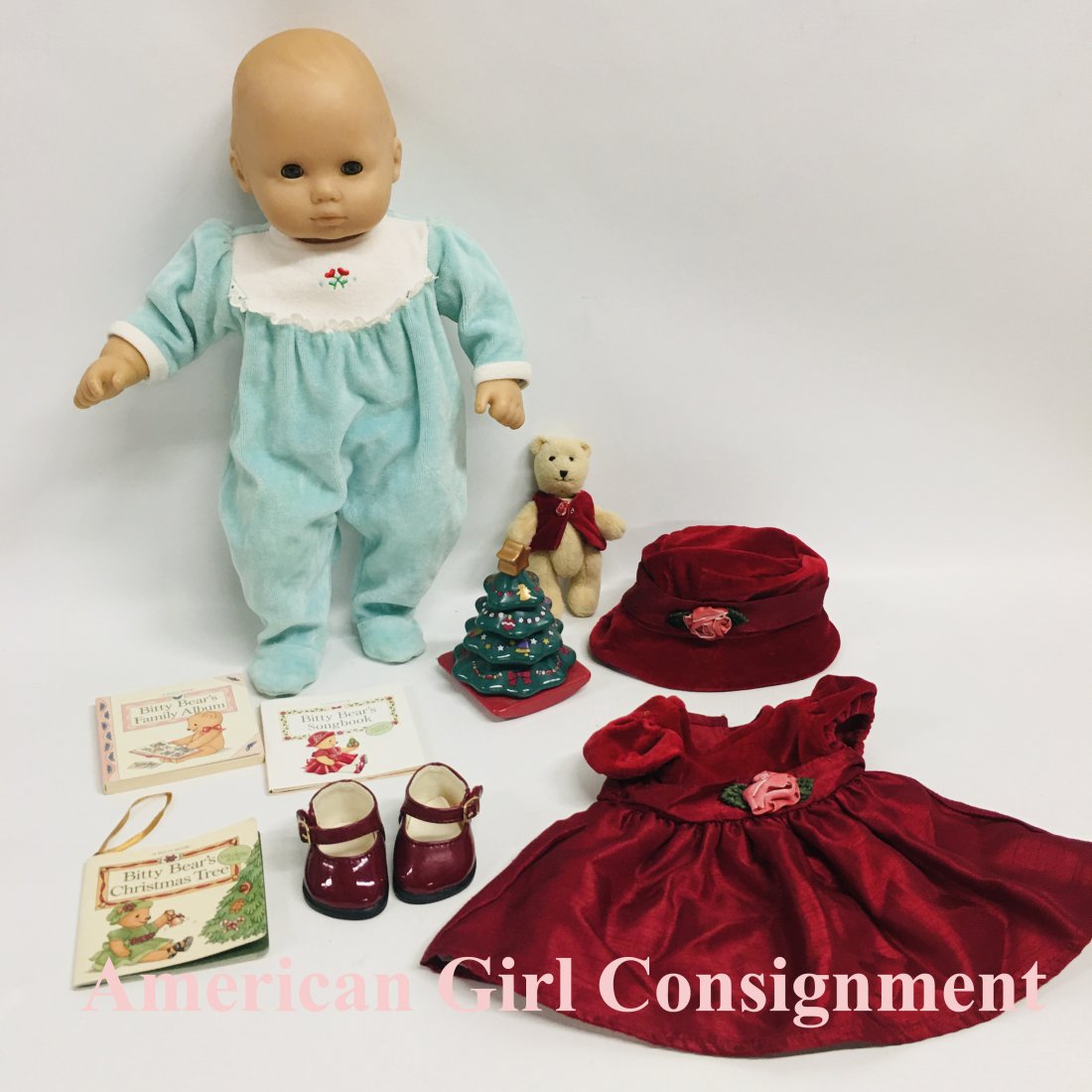 American Girl Bitty Baby Doll with Christmas and Bear: American Girl Bitty Baby Doll with Christmas Tree and Bitty Bear