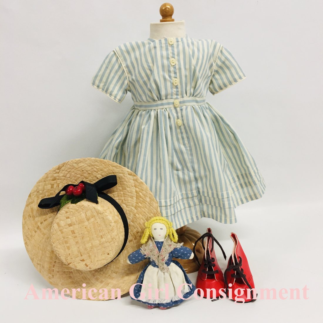 American Girl Doll KIRSTEN Summer Dress, Straw Hat (1 of 3)
