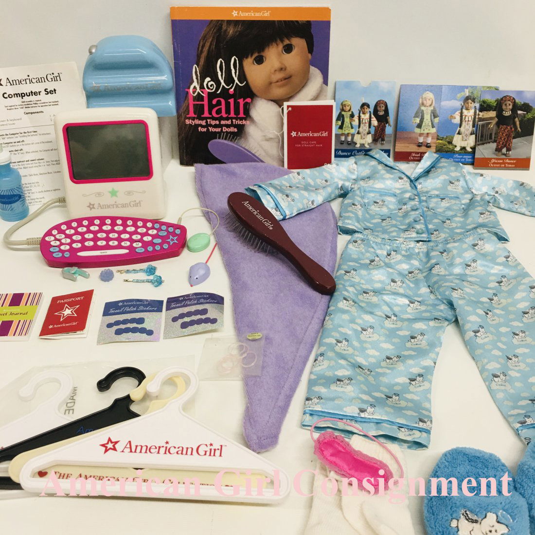 American Girl Doll Computer, Pajamas and Hair Care (1 of 4)