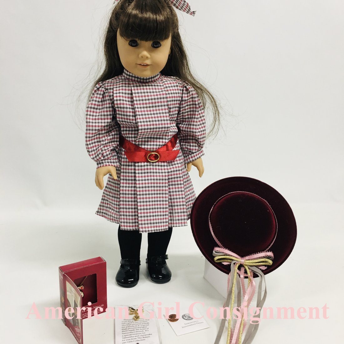 Pleasant Company Samantha Doll with Hat and Locket: Pleasant Company Samantha Doll with Hat and Locket American Girl Doll