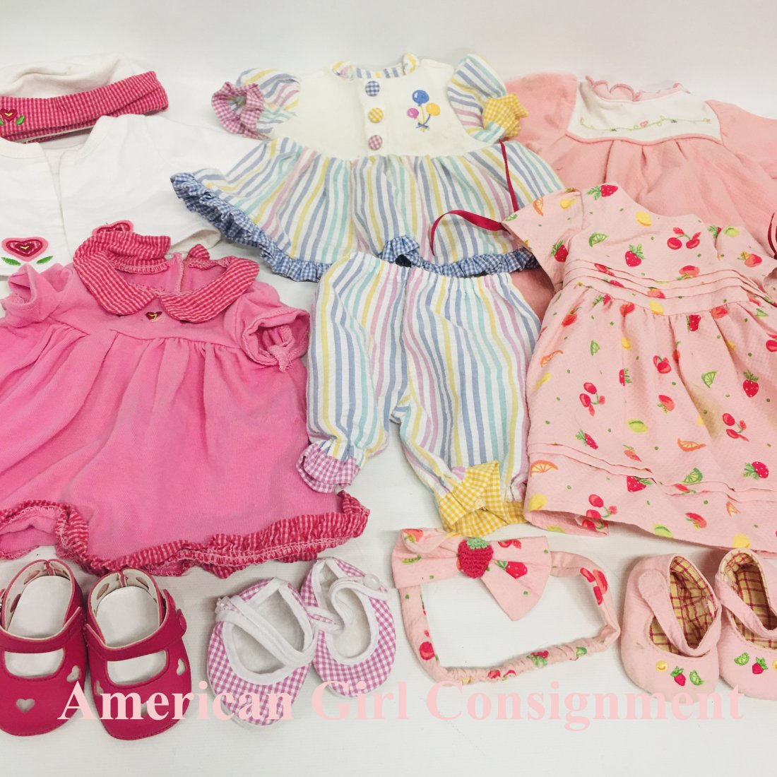 American Girl Bitty Baby Doll Dresses and Shoes: American Girl Bitty Baby Doll Playtime Dresses and Shoes ------------------ please review all pictures carefully because they are part of the description and show condition issues if any
