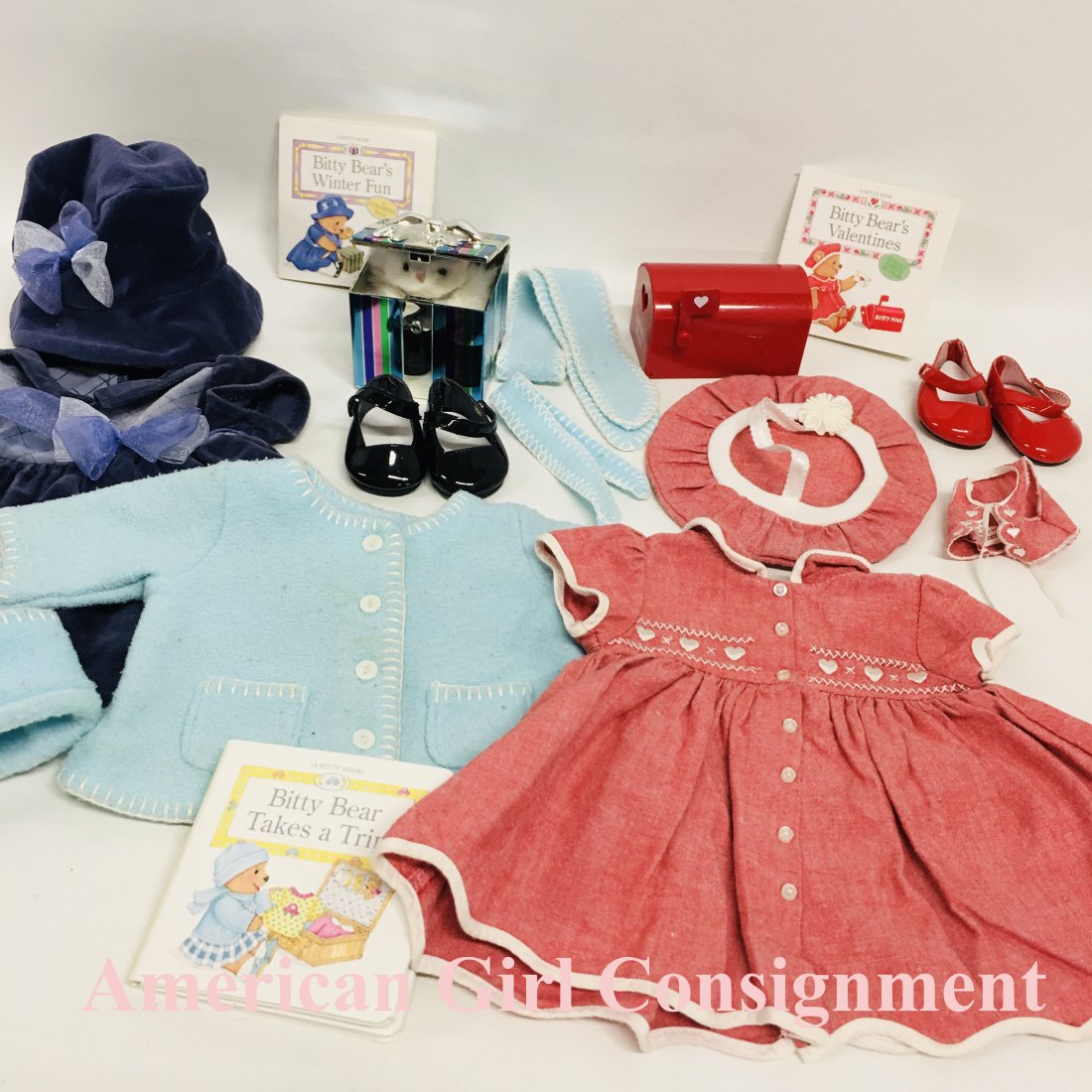 Collection of American Girl Bitty Baby Doll Clothes: Collection of American Girl Bitty Baby Doll Clothes ------------------ please review all pictures carefully because they are part of the description and show condition issues if any