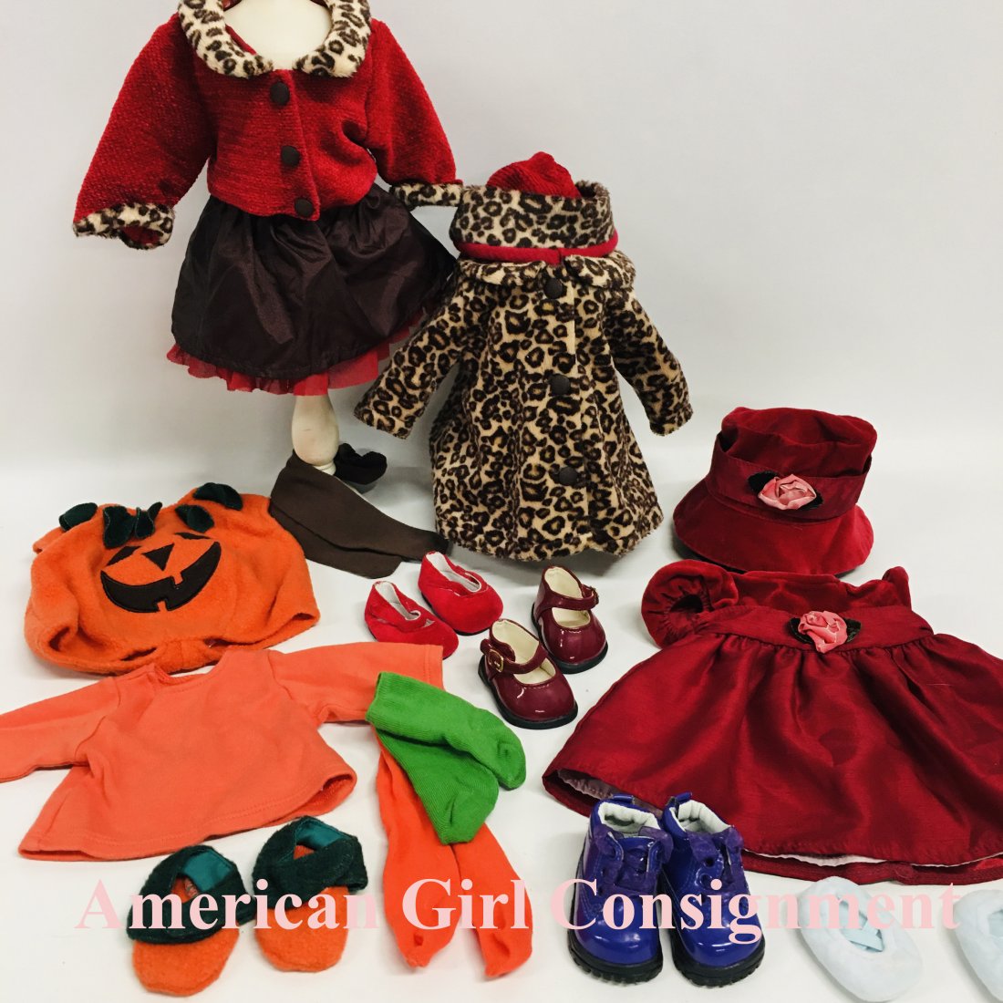 American Girl Bitty Baby Doll Holiday Pumpkin Costume: American Girl Bitty Baby Doll Chocolate Cherry, Holiday and Pumpkin Costume ------------------ please review all pictures carefully because they are part of the description and show condition issues i