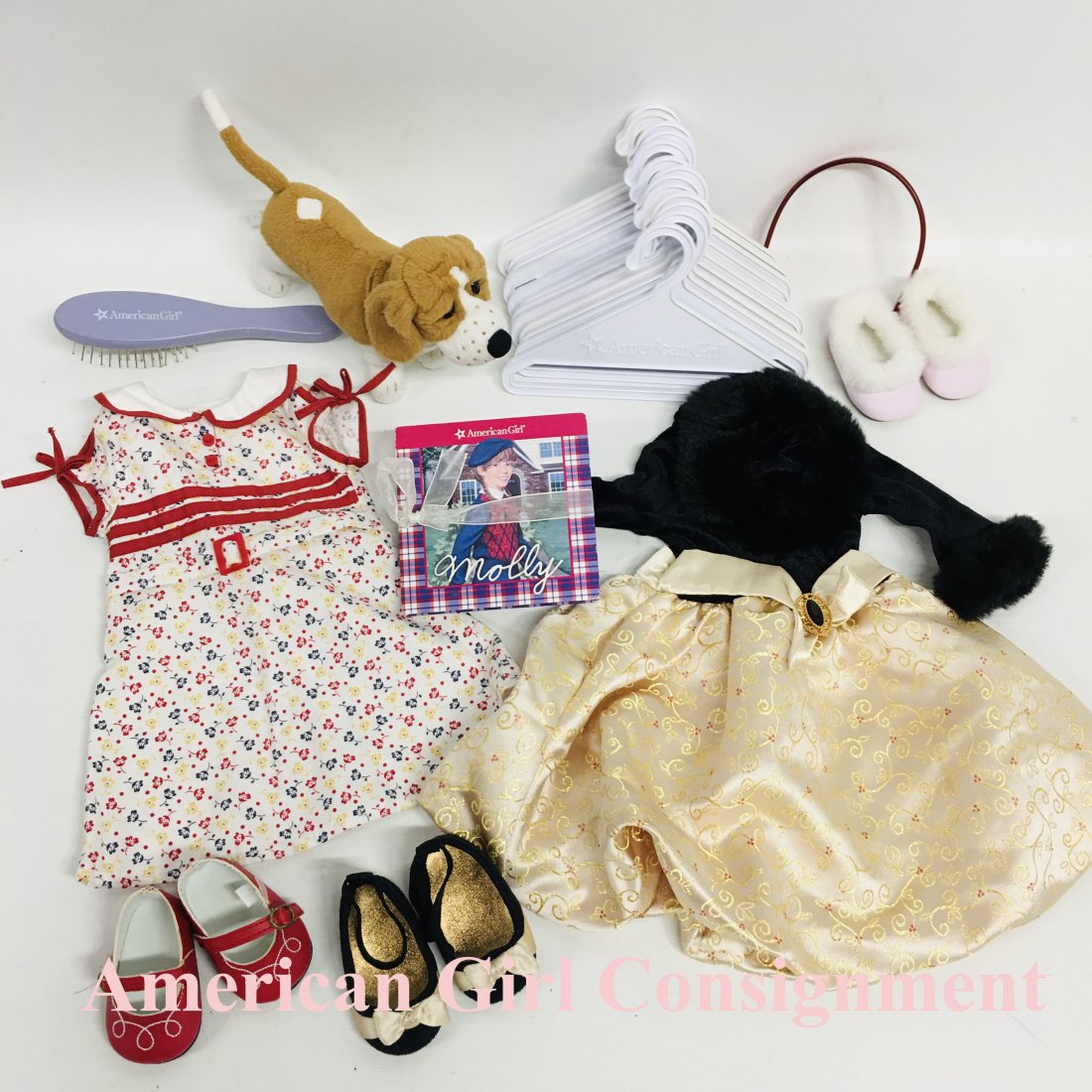 American Girl Doll Kit Reporter Dress and Dog Grace: American Girl Doll Kit Reporter Dress, Dog Grace and more ------------------ please review all pictures carefully because they are part of the description and show condition issues if any