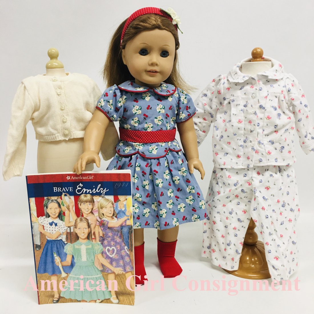 American Girl Emily Doll with Meet Outfit and Pajamas: American Girl Emily Doll with Meet Outfit, Book, Sweater and Pajamas ------------------ please review all pictures carefully because they are part of the description and show condition issues if any