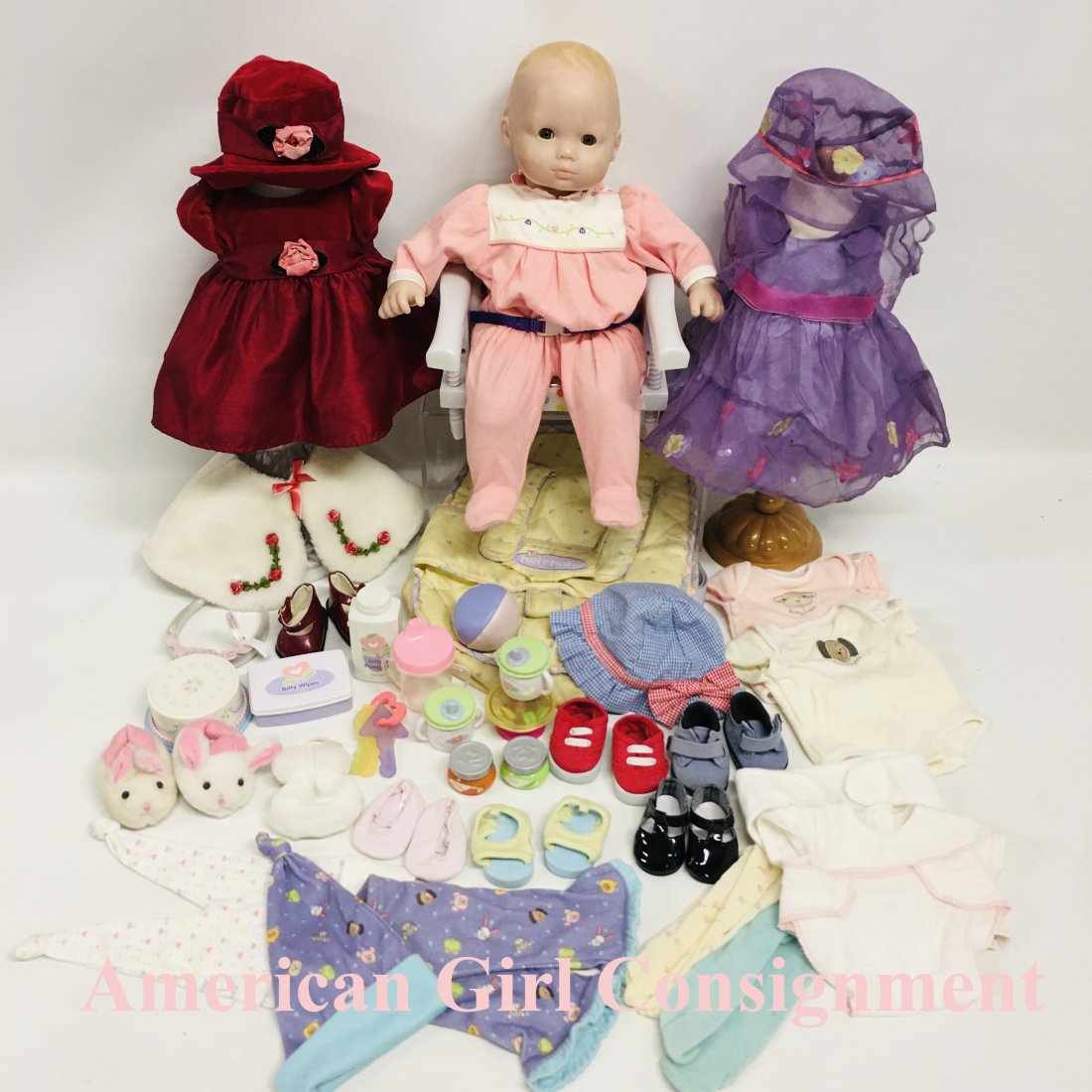 American Girl Bitty Baby Doll and Clothes Collection: American Girl Bitty Baby Doll and Clothes Collection ------------------ please review all pictures carefully because they are part of the description and show condition issues if any