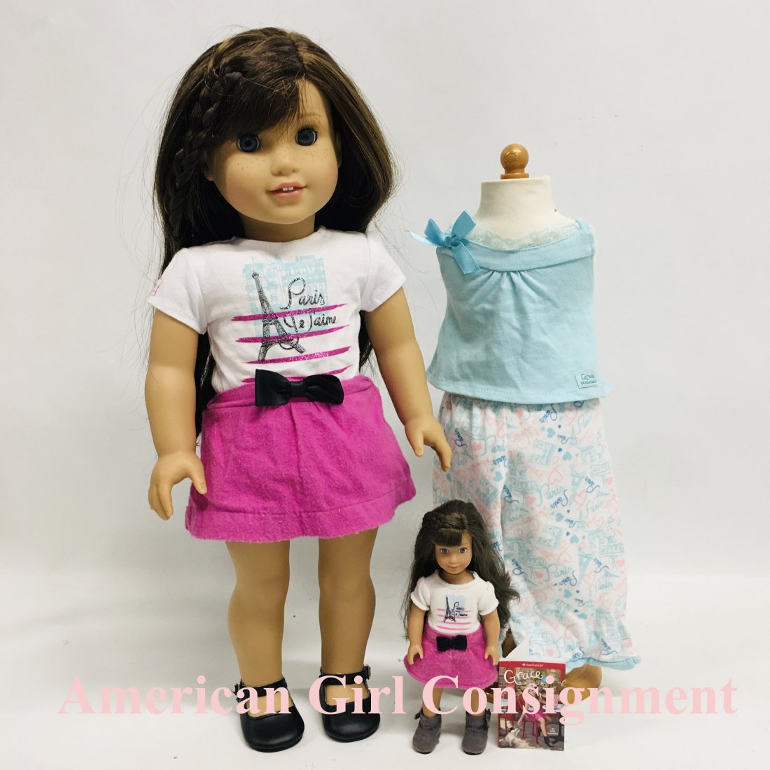 American Girl Doll Grace with Meet Outfit and Pajamas: American Girl Doll Grace with Meet Outfit, mini Grace doll and Pajamas ------------------ please review all pictures carefully because they are part of the description and show condition issues if any