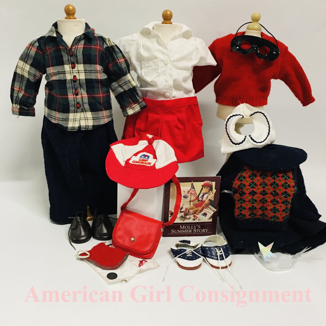 American Girl Doll Molly After School and Camp Outfits: American Girl Doll Molly After School, Camp Outfits and more ------------------ please review all pictures carefully because they are part of the description and show condition issues if any