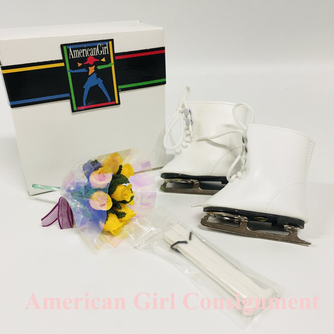 Pleasant Company American Girl Doll Ice Skates and Flowers (1 of 2)