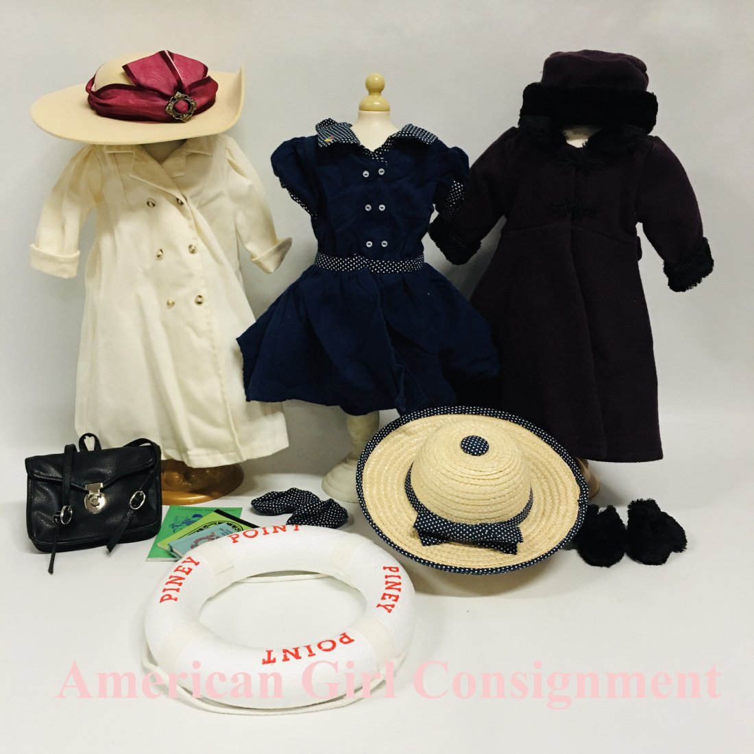 American Girl Doll Samantha Travel Duster, Hat and more: American Girl Doll Samantha Travel Duster, Hat, 1904 Bathing Dress, and winter coat ------------------ please review all pictures carefully because they are part of the description and show condition 