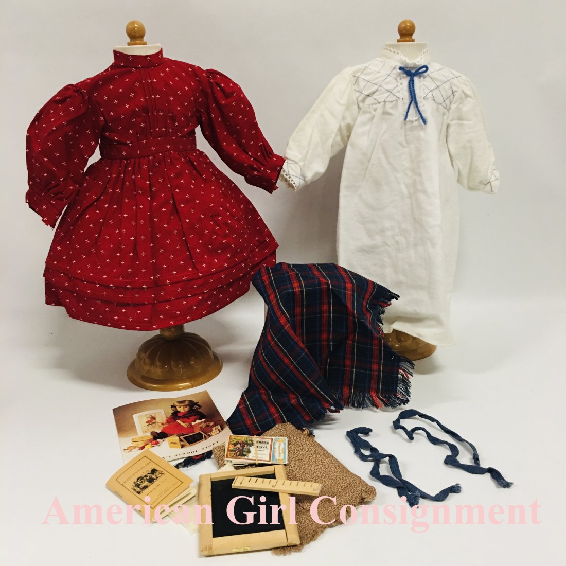Pleasant Company Kirsten School Dress with Shawl and Nightgown: American Girl Pleasant Company Kirsten School Dress with Shawl and Nightgown ------------------ please review all pictures carefully because they are part of the description and show condition issues 