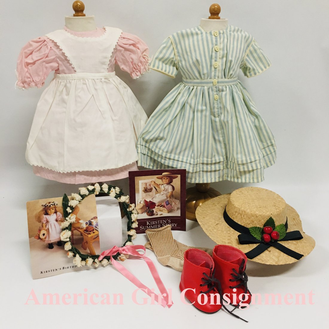 Pleasant Company Kirsten Summer Dress, Straw Hat and Apron Dress (1 of 5)