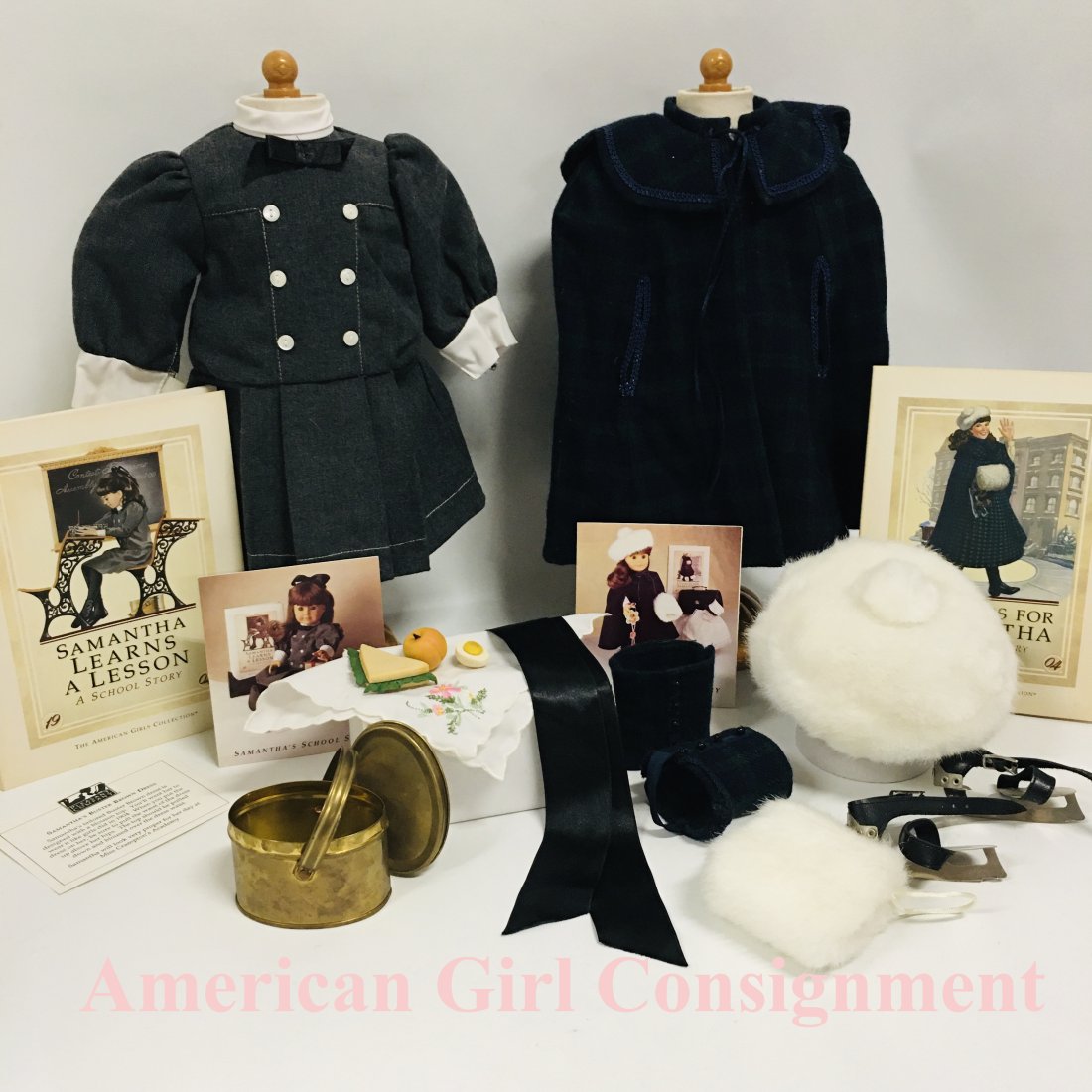 Pleasant Company Samantha Doll School Dress and Plaid Cape (1 of 6)