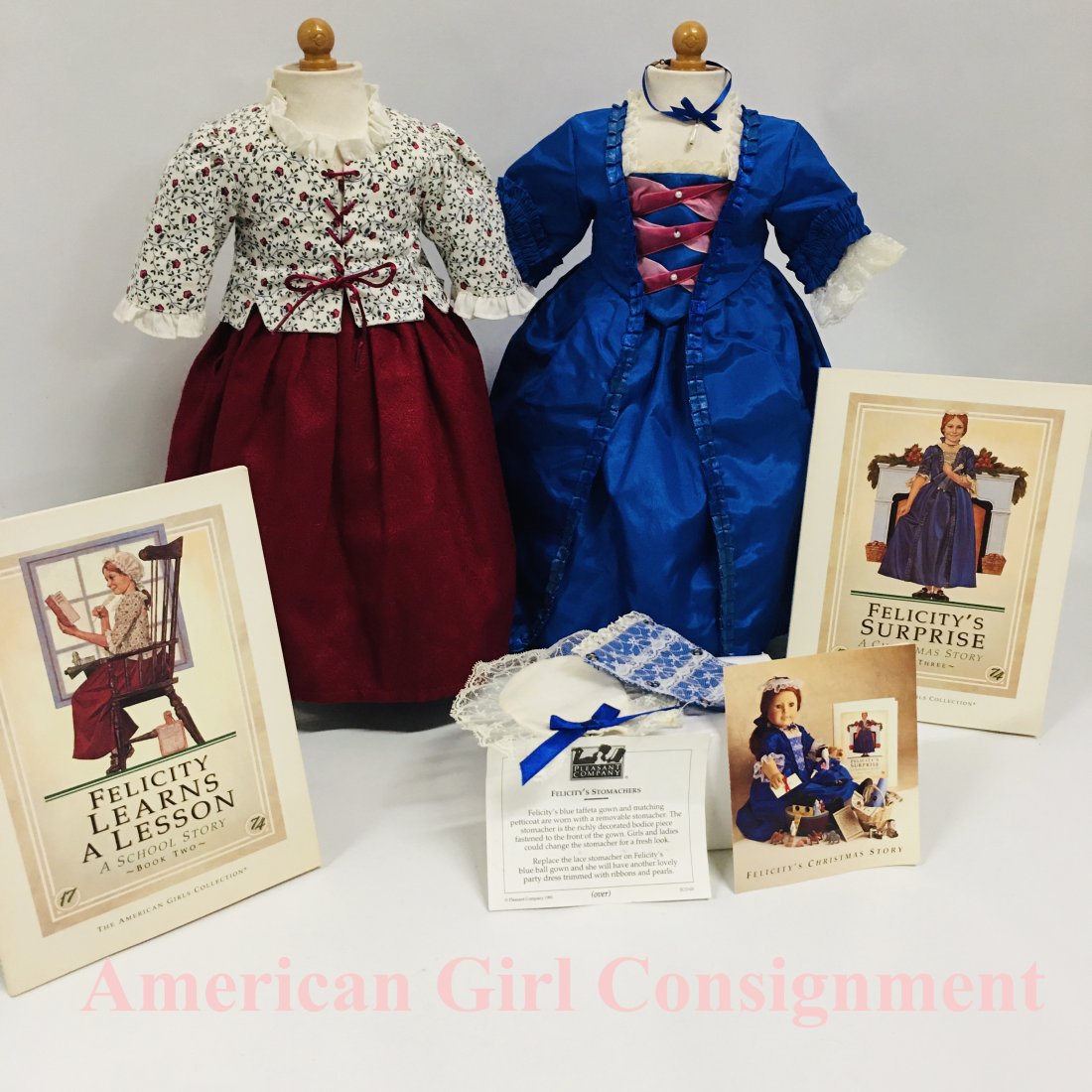 Pleasant Company Felicity Doll Laced Jacket and Christmas Gown: Pleasant Company American Girl Felicity Doll Laced Jacket and Petticoat with Christmas Gown and Books ----------------- please review all pictures carefully because they are part of the description an
