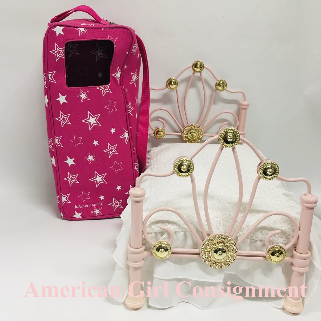 American Girl Doll Rebecca Bed, Bedding and Doll Carrier (1 of 7)