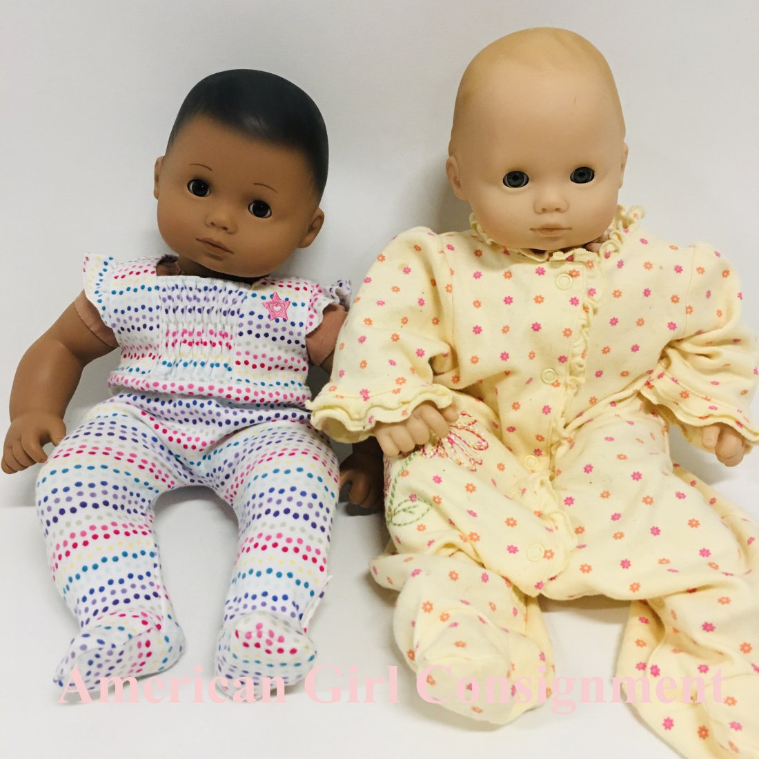 American Girl Bitty Baby Dolls: American Girl Bitty Baby Dolls, the yellow sleeper is not American girl brand. ------------------ please review all pictures carefully because they are part of the description and show condition issue