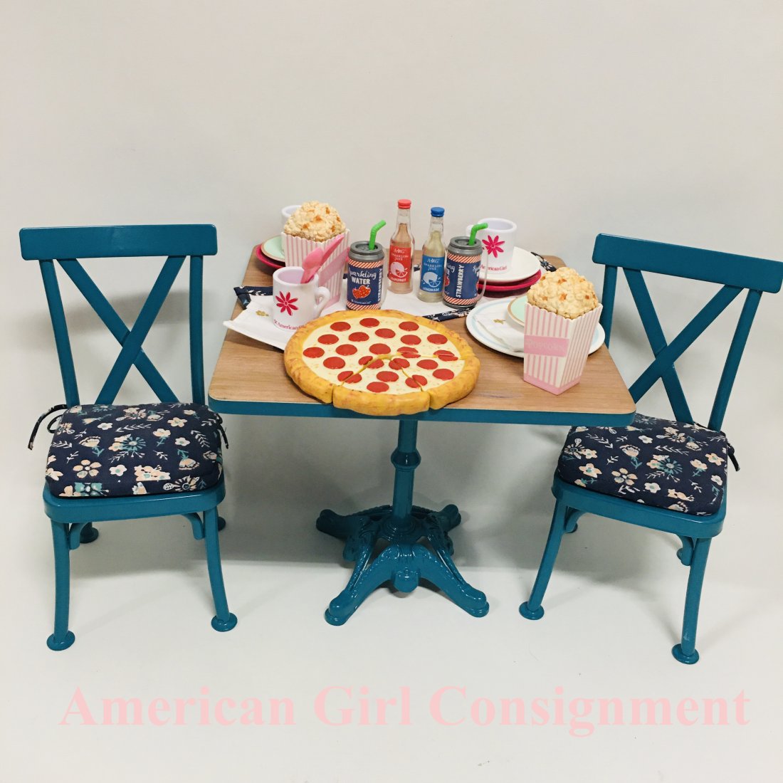American Girl Doll Cast Iron Table, Chairs and Doll Food (1 of 5)