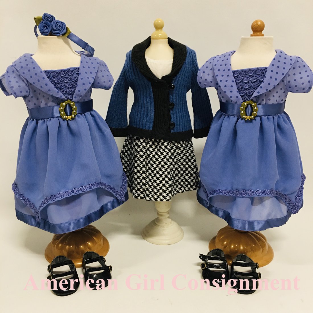 American Girl Doll Rebecca Holiday Dresses and School Outfit: American Girl Doll Rebecca Holiday Dresses and School Outfit ------------------ please review all pictures carefully because they are part of the description and show condition issues if any ---------