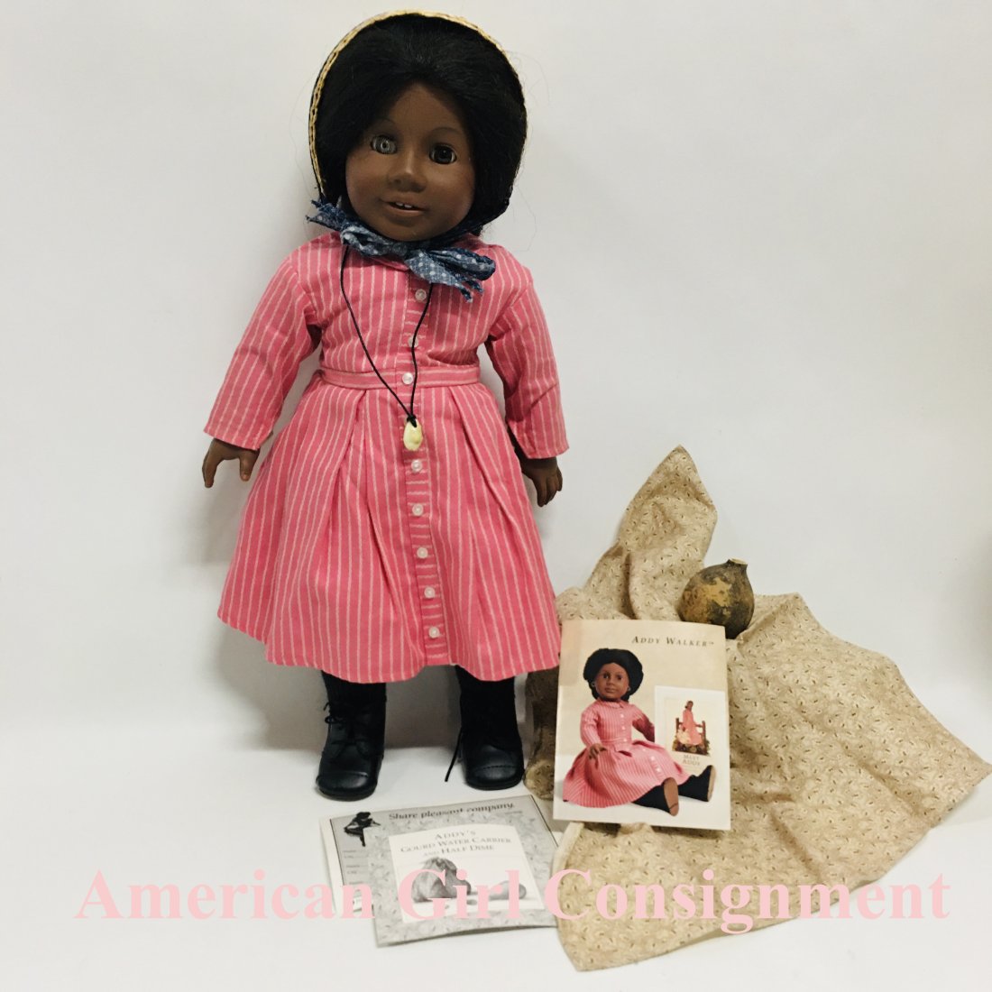 Pleasant Company Addy Walker Doll in 1986 Dress with Accessories (1 of 9)