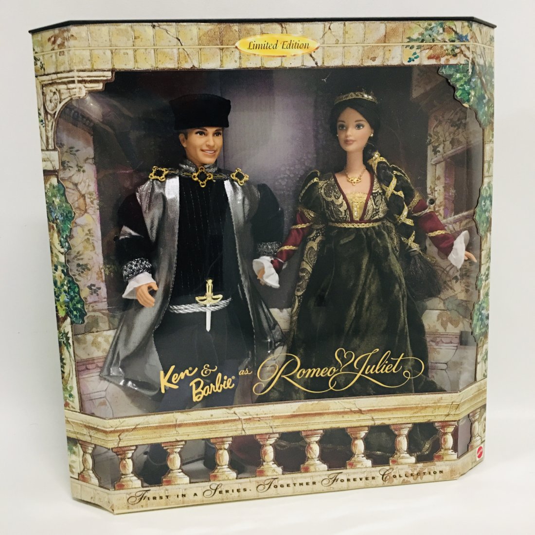 Ken and BARBIE as Romeo and Juliet: limited Edition ------------------ please review all pictures carefully because they are part of the description and show condition issues if any ------------------ Consider the shipping fee BEFORE bi