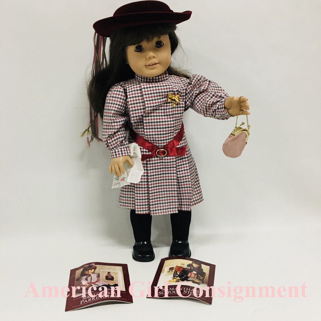 Pleasant Company American Girl Samantha Doll with Hat and Locket: Pleasant Company American Girl Samantha Doll with Hat and Locket ------------------ please review all pictures carefully because they are part of the description and show condition issues if any -----