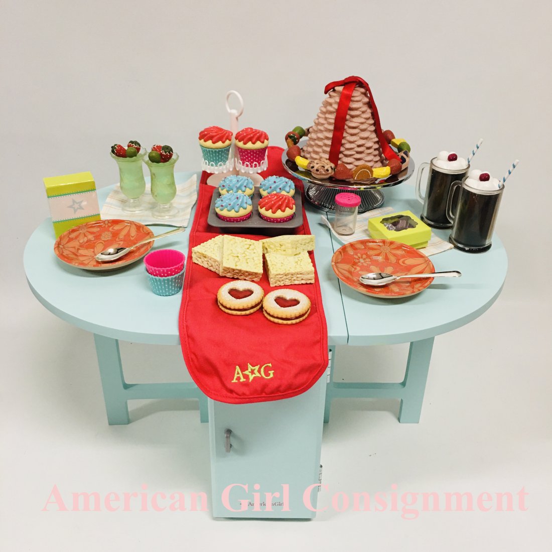 American Girl Doll Drop Leaf Table with Miniature Food (1 of 5)