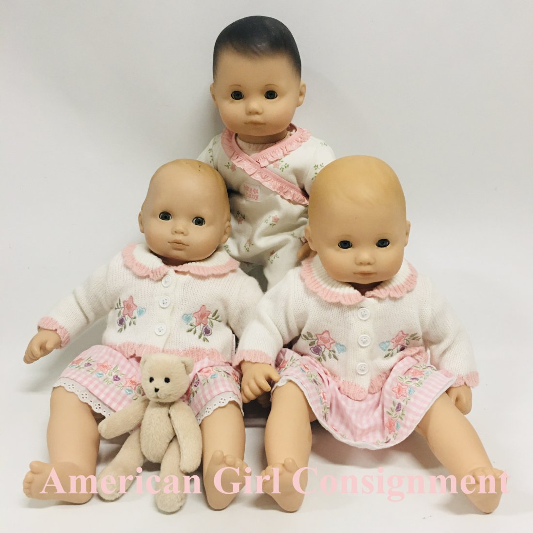 Three Bitty Baby American Girl Dolls: Three Bitty Baby American Girl Dolls ------------------ please review all pictures carefully because they are part of the description and show condition issues if any ------------------ Consider the s