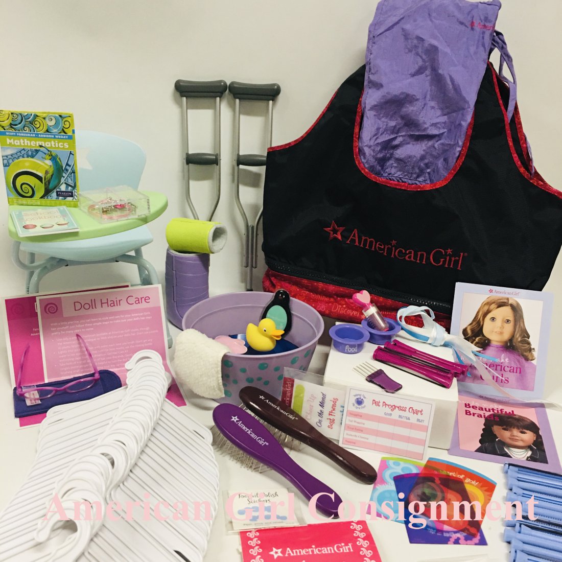 American Girl Doll School Desk, Logo Bag and Salon Accessories (1 of 6)