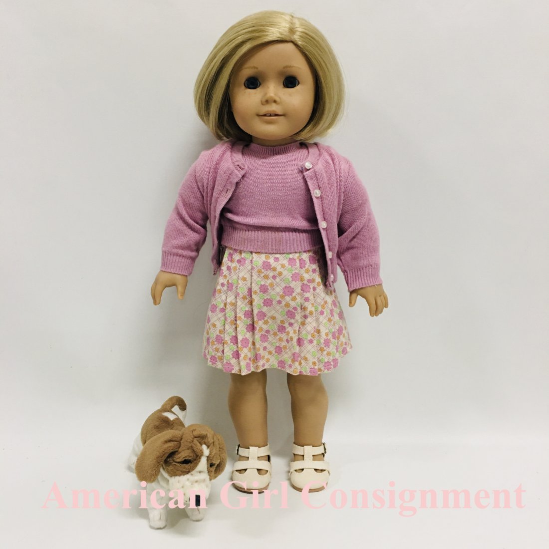 American Girl Doll Kit with her Basset Hound Grace: Pleasant Company neck stamp, American Girl Doll Kit with her Basset Hound Grace ------------------ please review all pictures carefully because they are part of the description and show condition issu