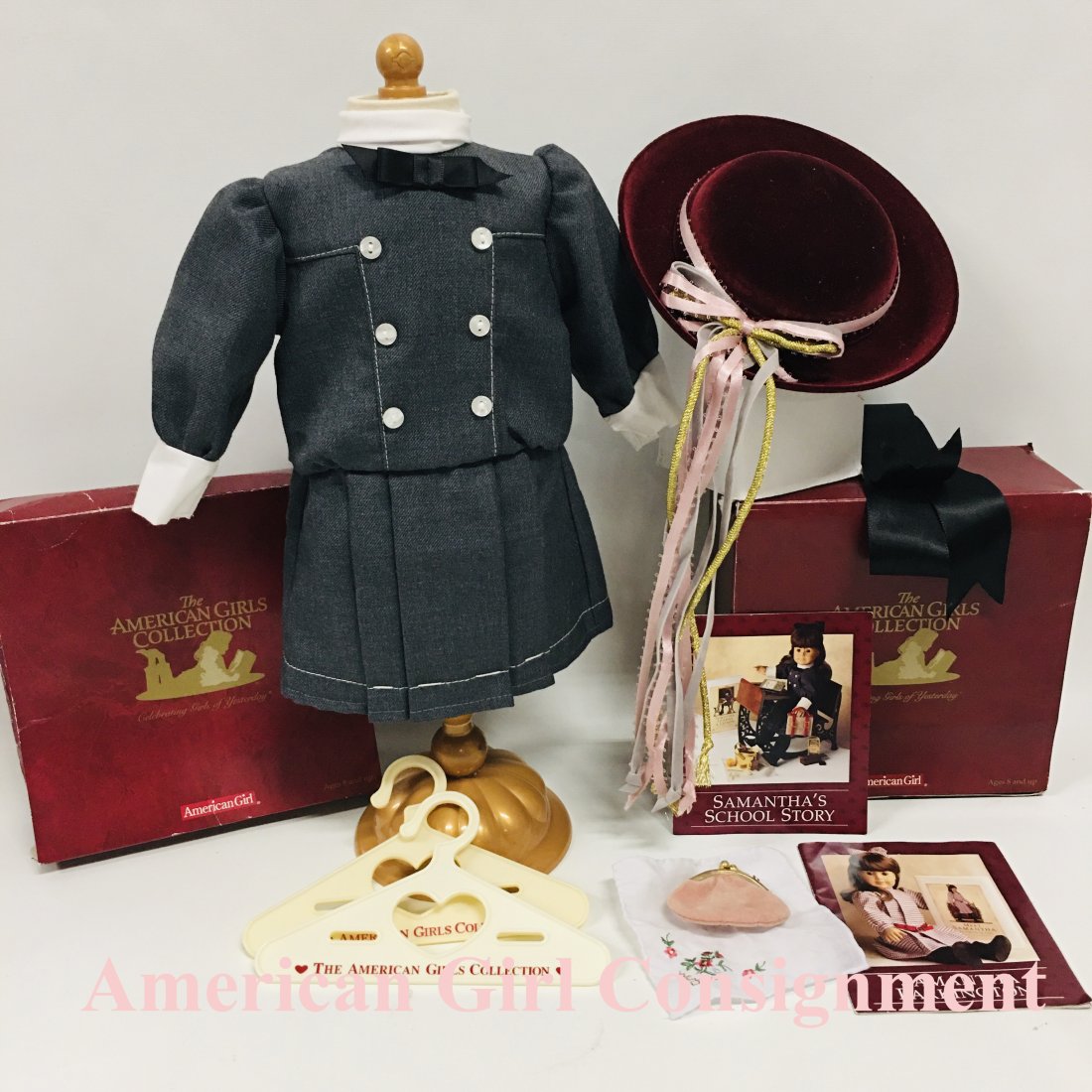 American Girl Doll Samantha School Dress and Accessories: American Girl Doll Samantha School Dress and Accessories ------------------ please review all pictures carefully because they are part of the description and show condition issues if any -------------