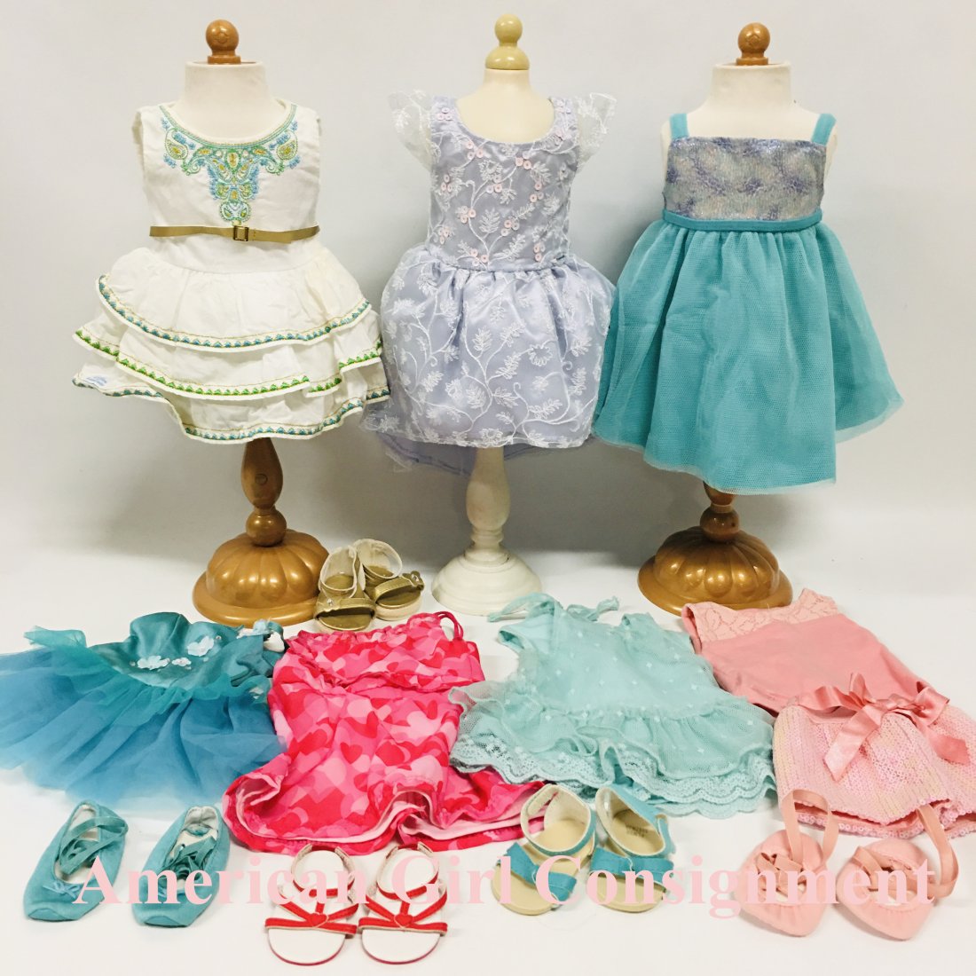 American Girl Doll Lea Dress with Truly Me Party Dresses: American Girl Doll Lea Celebration Dress with Truly Me Party Dresses ------------------ please review all pictures carefully because they are part of the description and show condition issues if any -