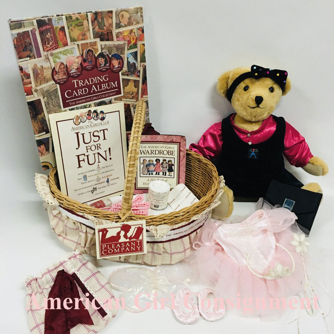 American Girl Doll Miss AG Bear, Card Album and Basket (1 of 12)
