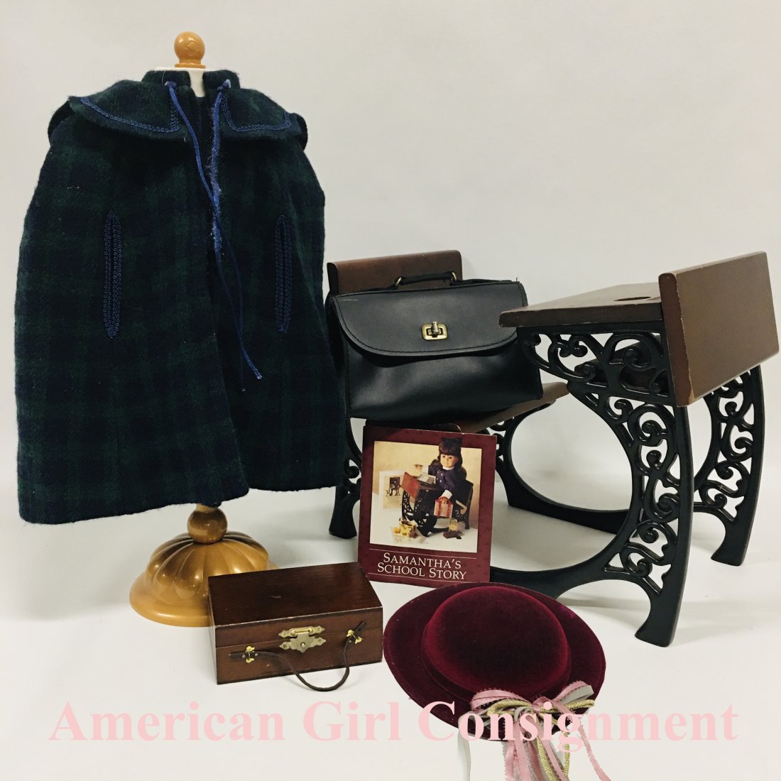 American Girl Doll Samantha School Desk, Plaid Cape (1 of 12)
