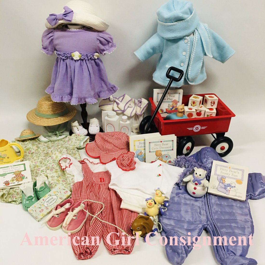 Collection American Girl Bitty Baby Doll Outfits and Toys: Collection American Girl Bitty Baby Doll Outfits, Toys and Accessories ------------------ please review all pictures carefully because they are part of the description and show condition issues if any