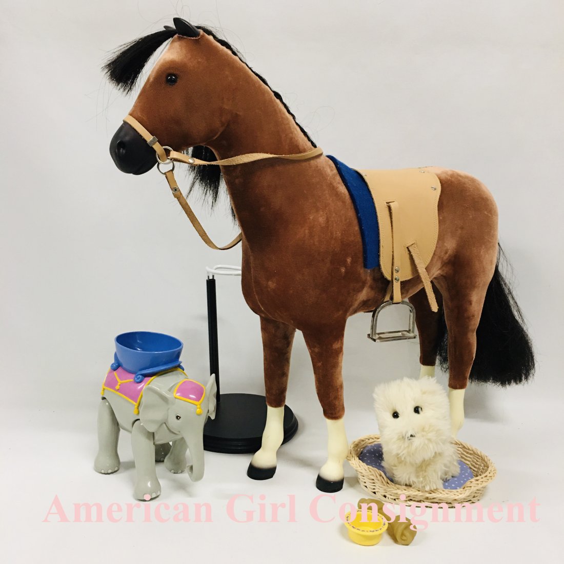 American Girl Doll Horse, Coconut and Bitty Baby Elephant: American Girl Doll Horse, Coconut the dog and Bitty Baby Elephant ------------------ please review all pictures carefully because they are part of the description and show condition issues if any ----