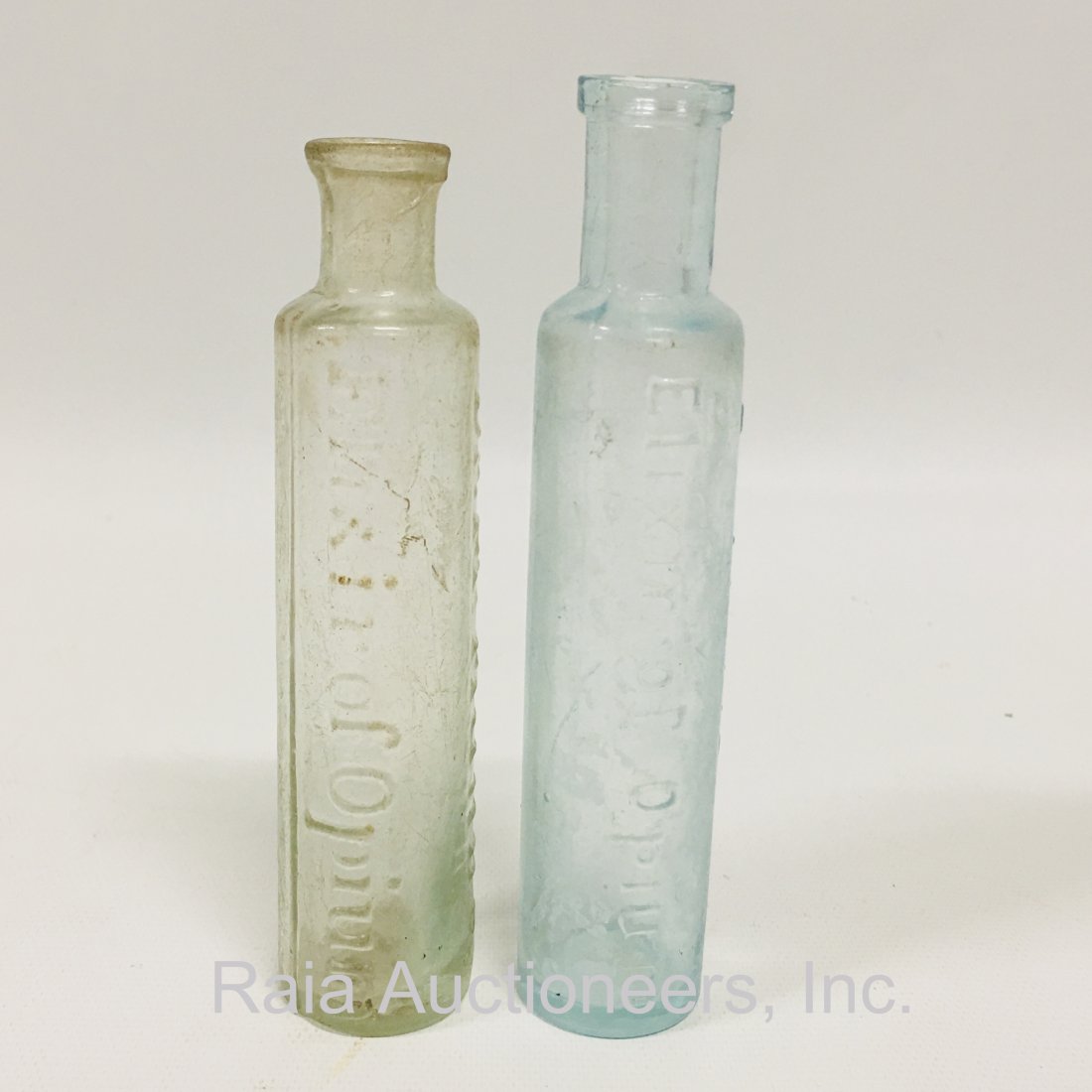 Two Early Blown Glass Medicine Bottles
