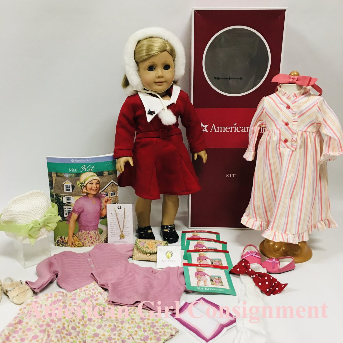 American Girl Doll Kit With Box Meet Outfit Holiday Dress And