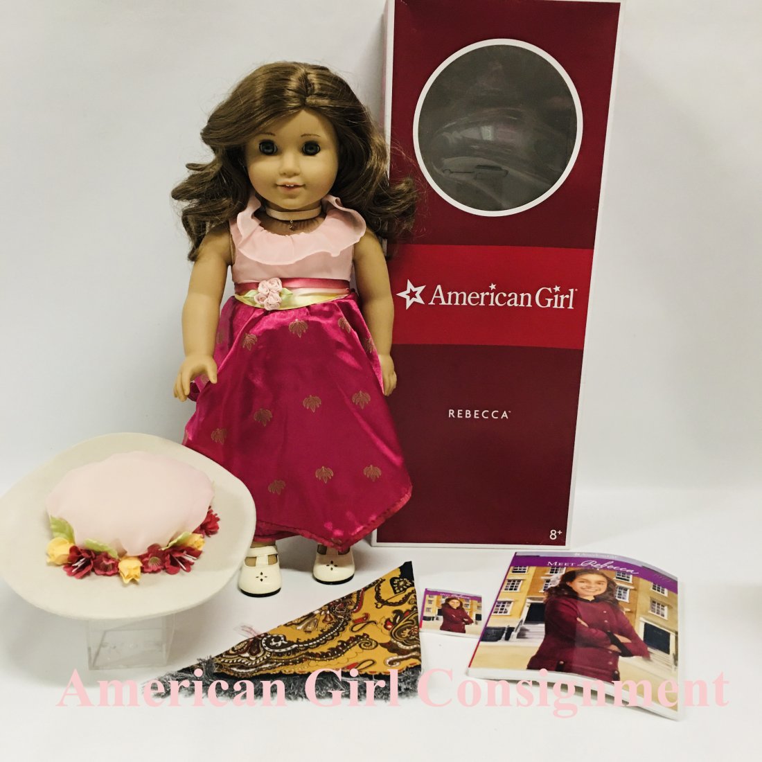 American Girl Doll Rebecca Rubin in Movie Dress with Box: American Girl Doll Rebecca Rubin in Movie Dress with Box ------------------ please review all pictures carefully because they are part of the description and show condition issues if any -------------