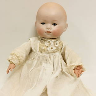 Antique Bisque Head Baby Doll with Crier: Antique Bisque Head Baby Doll with Crier ------------------ please review all pictures carefully because they are part of the description and show condition issues if any ------------------ please con