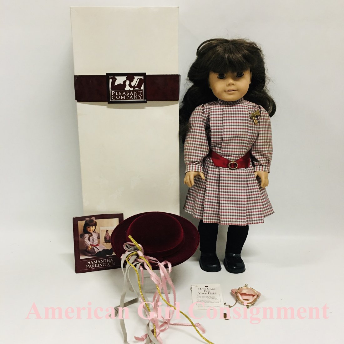 Pleasant Company American Girl Doll Samantha with Box: Pleasant Company American Girl Doll Samantha with Box, limbs nice and clean, clothes dusty ------------------ please review all pictures carefully because they are part of the description and show con